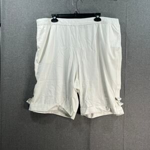 Susan Graver Weekend Regular Cotton Bermuda Shorts w/D-Ring D White, Size 2X